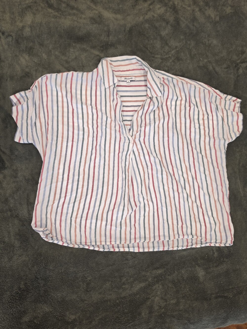Madewell Chronical Camp Shirt with Multicolor Stripes Size Medium
